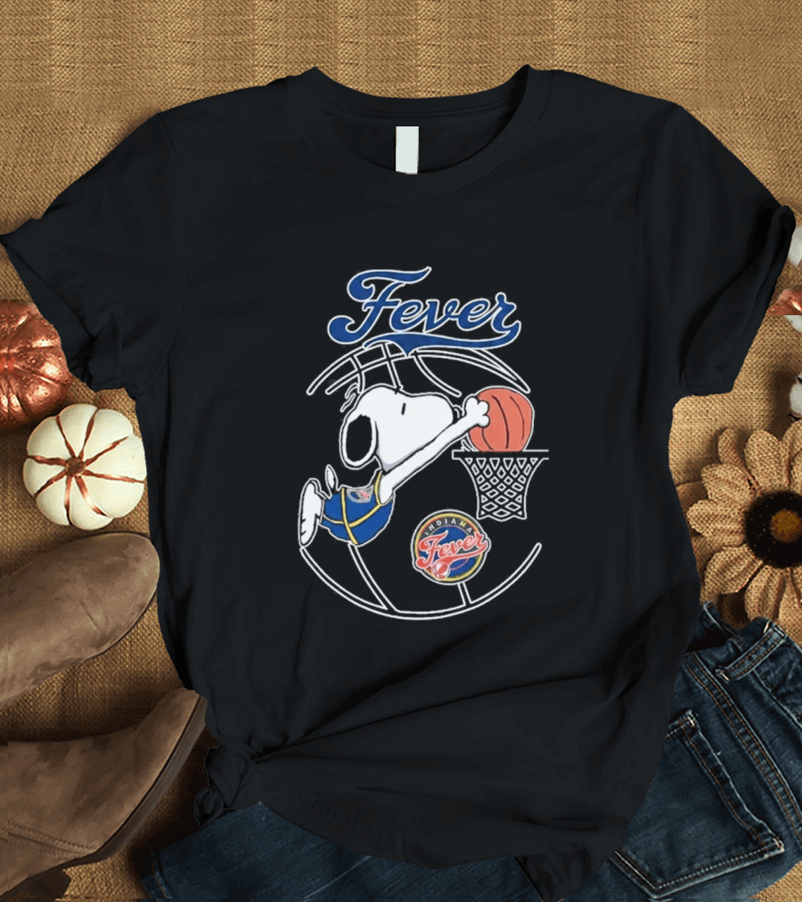 Snoopy Dunking Basketball Indiana Fever WNBA Peanuts T-Shirt