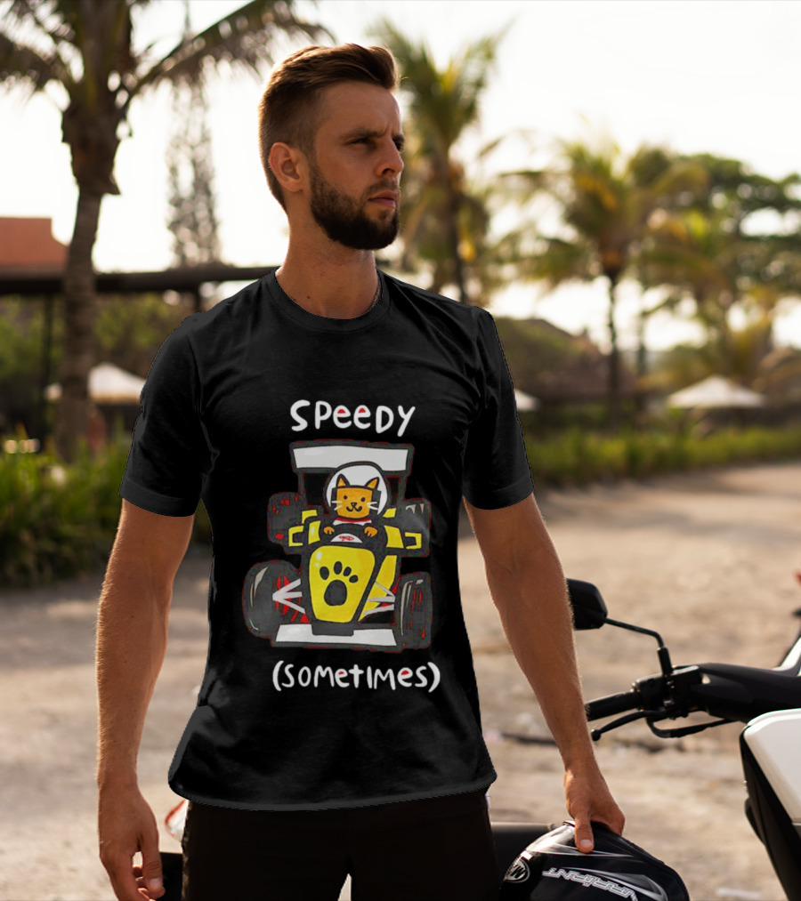 Speedy Sometimes Cat Racecar Paw Print Racing T-Shirt