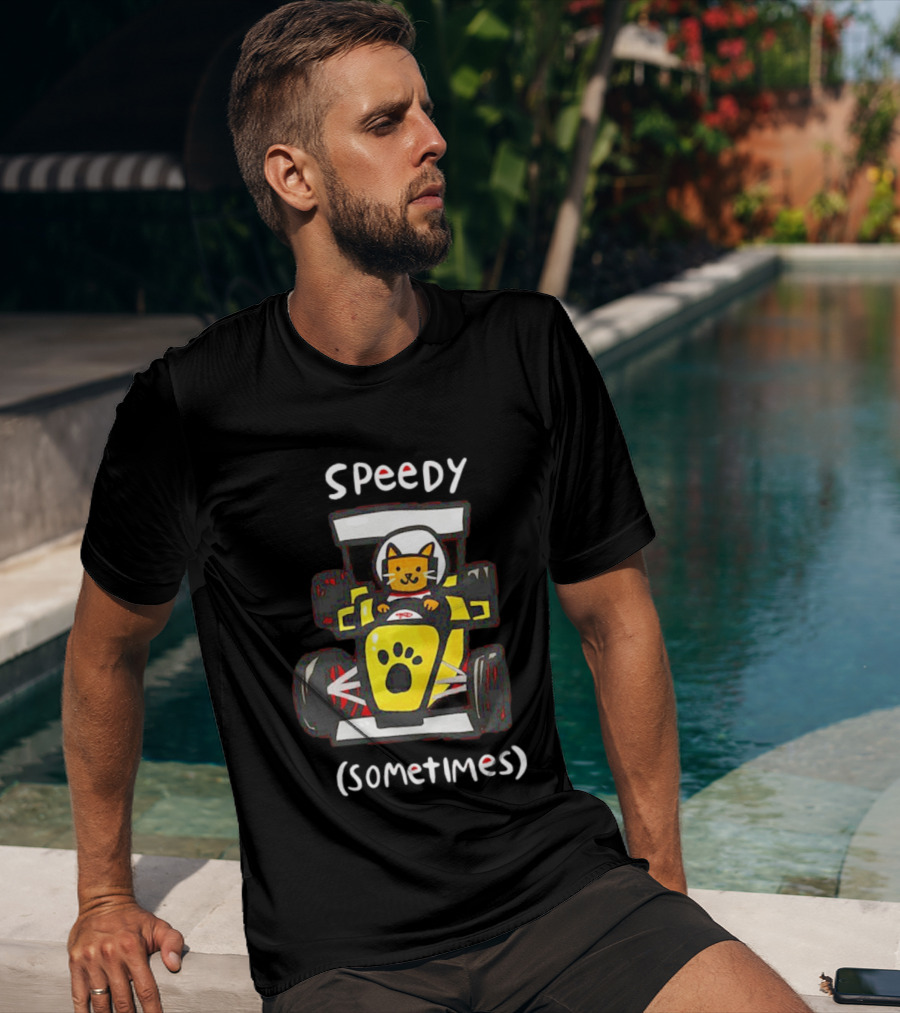 Speedy Sometimes Cat Racecar Paw Print Racing T-Shirt
