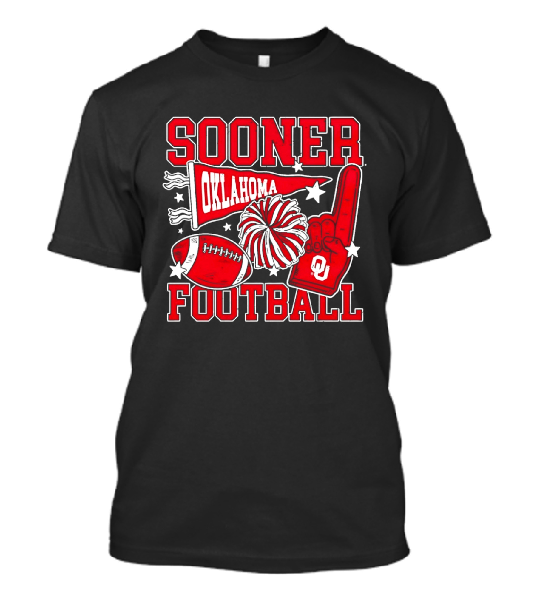 Oklahoma Sooners Football Sooner OU Pom Pom Foam Finger Pennant T-Shirt