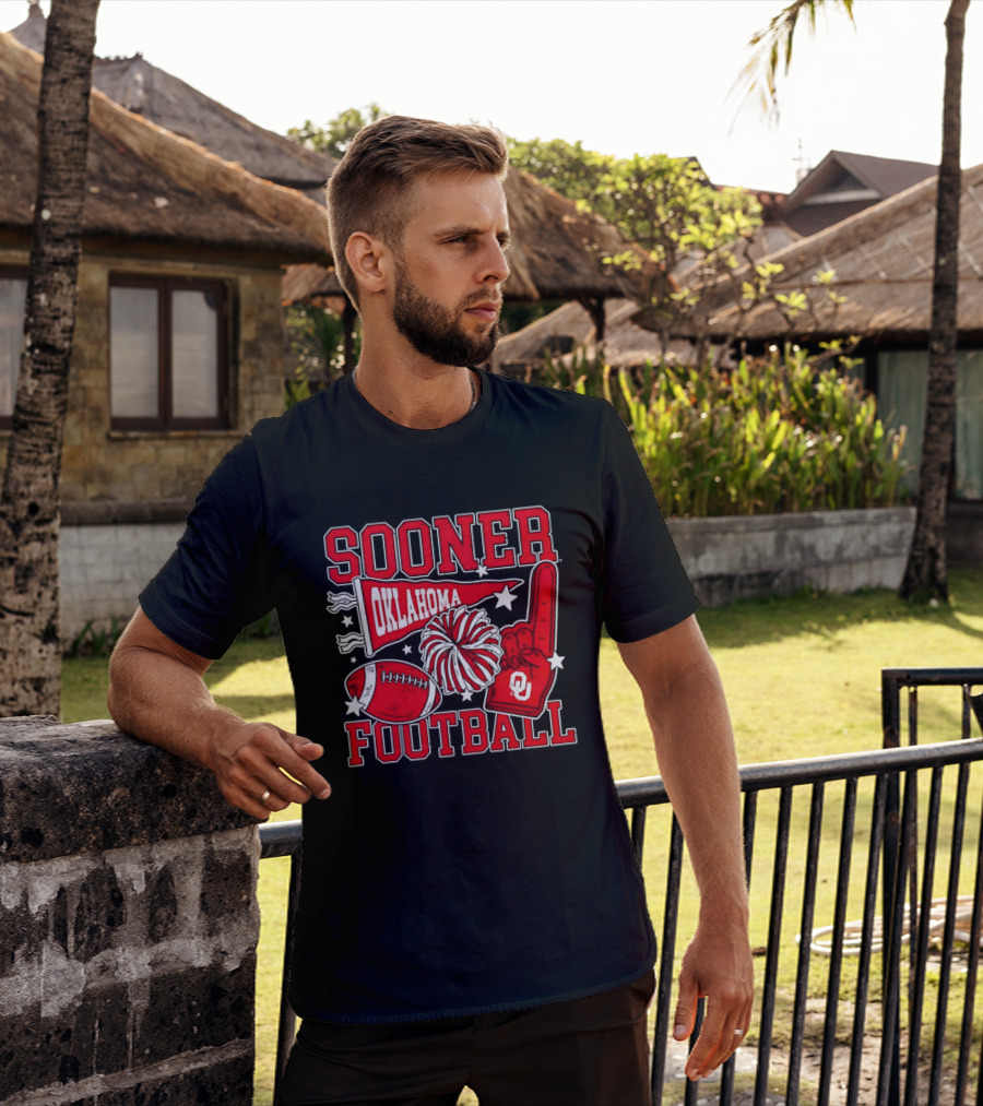Oklahoma Sooners Football Sooner OU Pom Pom Foam Finger Pennant T-Shirt