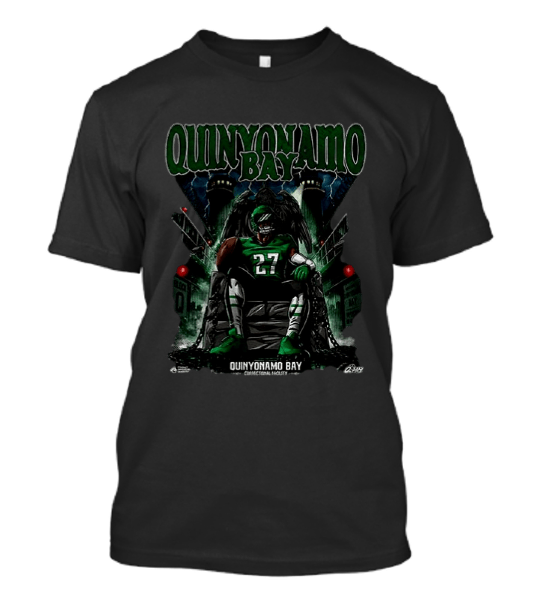 Quinyonamo Bay Philadelphia Eagles 27 Football Player Correctional Facility Mockup T-Shirt