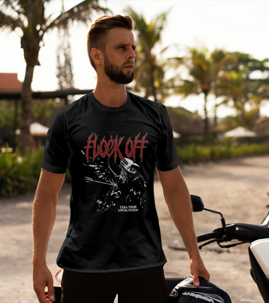 Tucker Carlson Flock Off Cull Your Local Flock Skeleton Bird Red T-Shirt