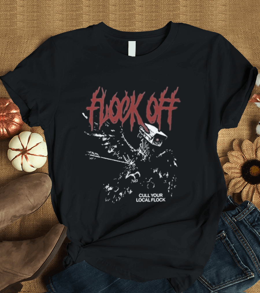 Tucker Carlson Flock Off Cull Your Local Flock Skeleton Bird Red T-Shirt