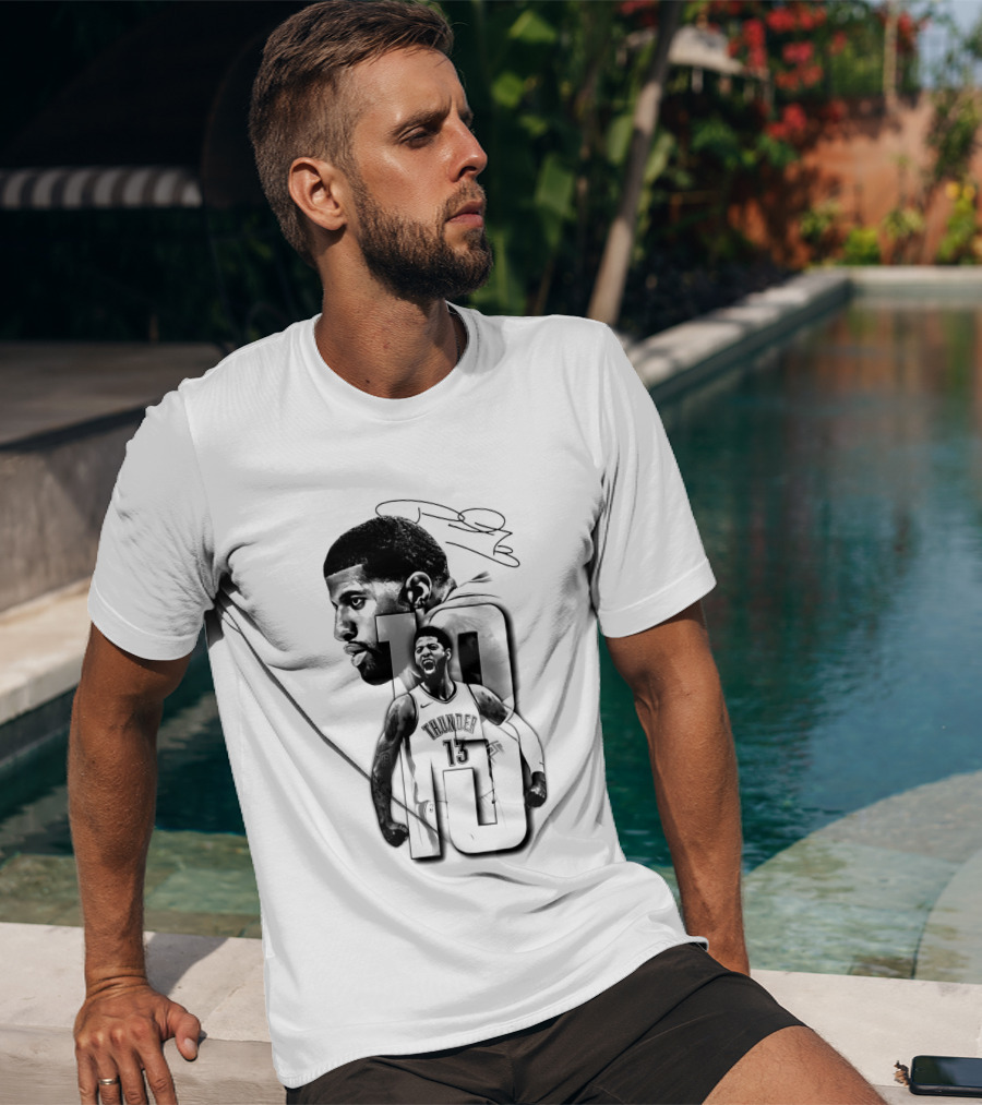 Paul George Oklahoma City Thunder Basketball Player Sketch T-Shirt