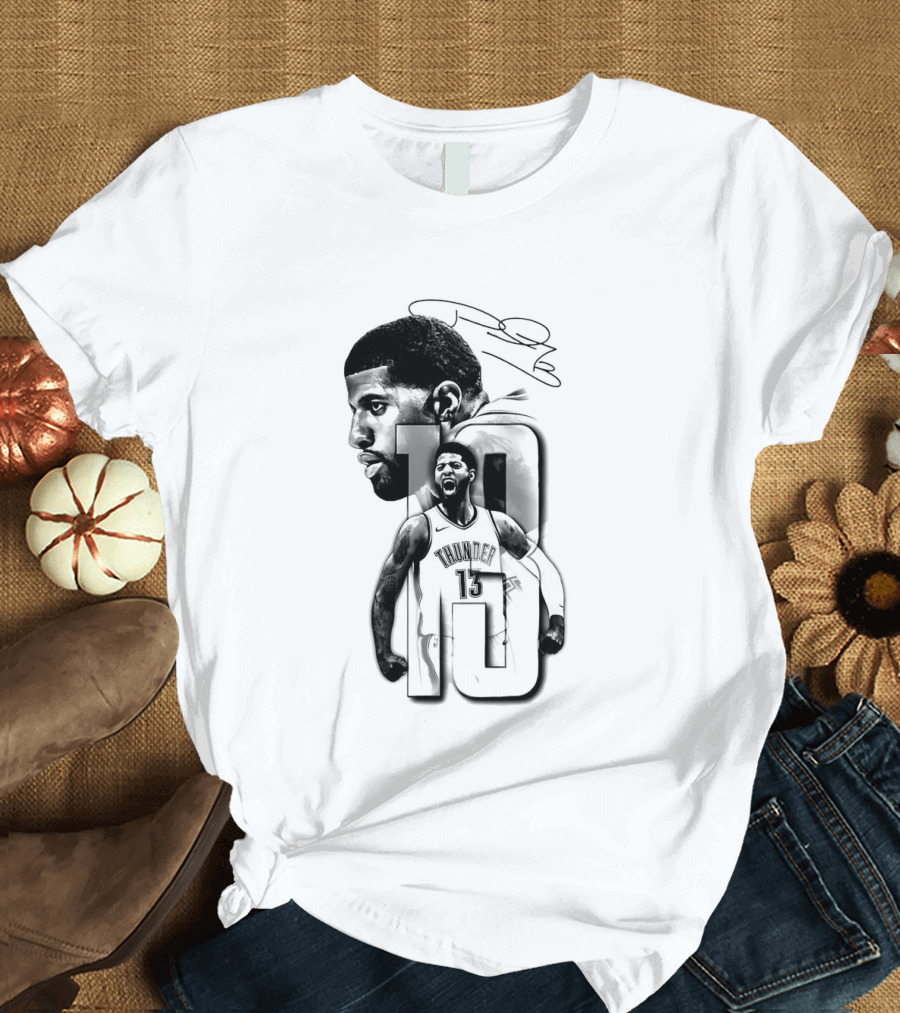 Paul George Oklahoma City Thunder Basketball Player Sketch T-Shirt