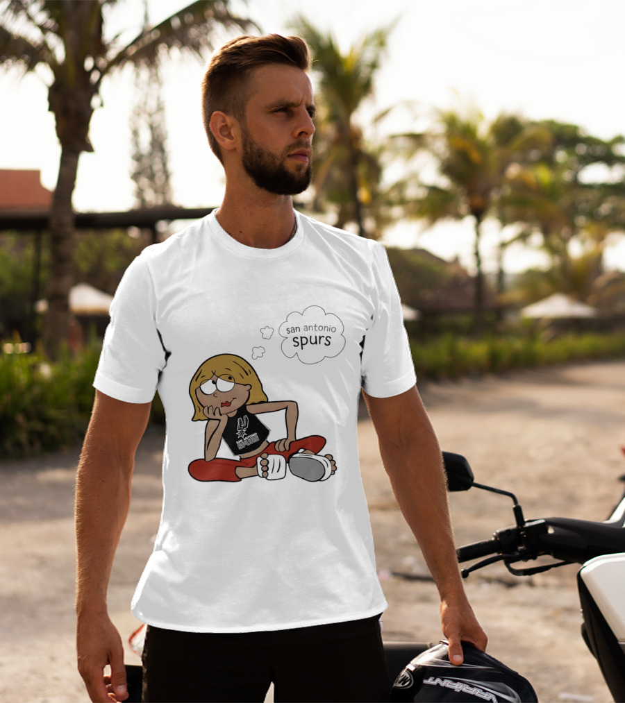 San Antonio Spurs Cartoon Blonde Girl Thought Bubble Daydreaming T-Shirt