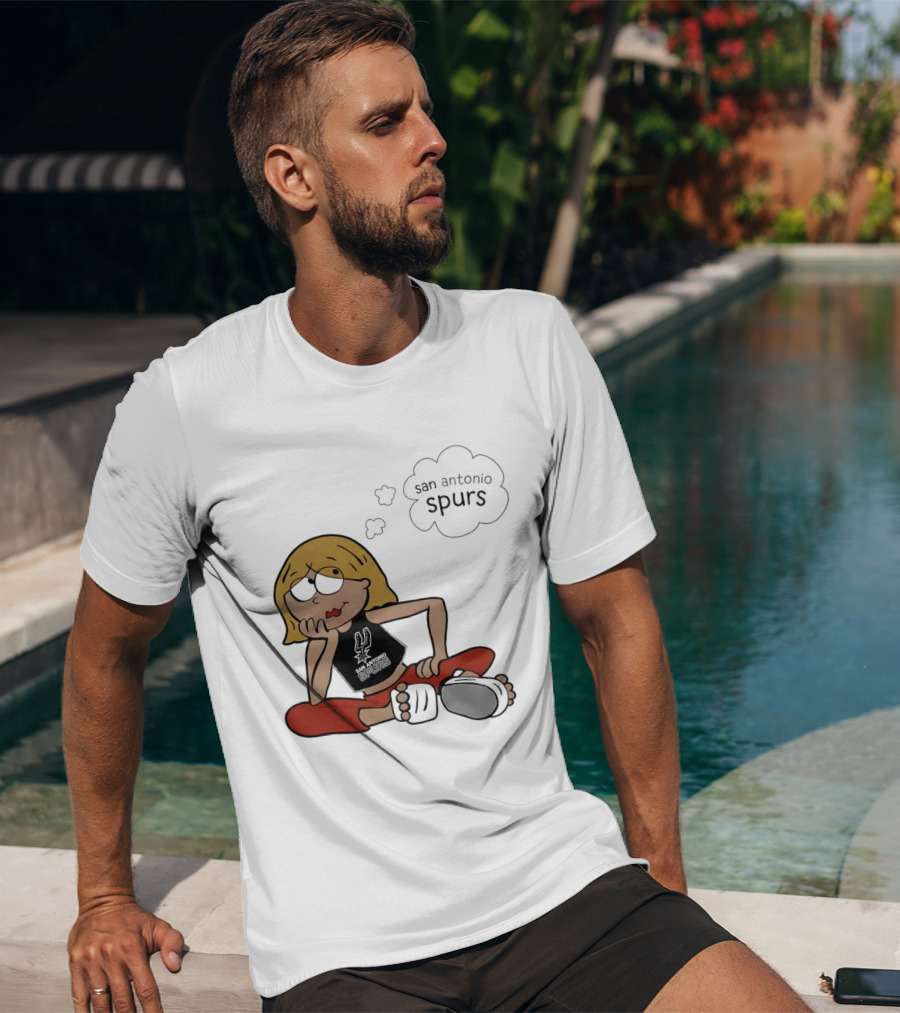 San Antonio Spurs Cartoon Blonde Girl Thought Bubble Daydreaming T-Shirt
