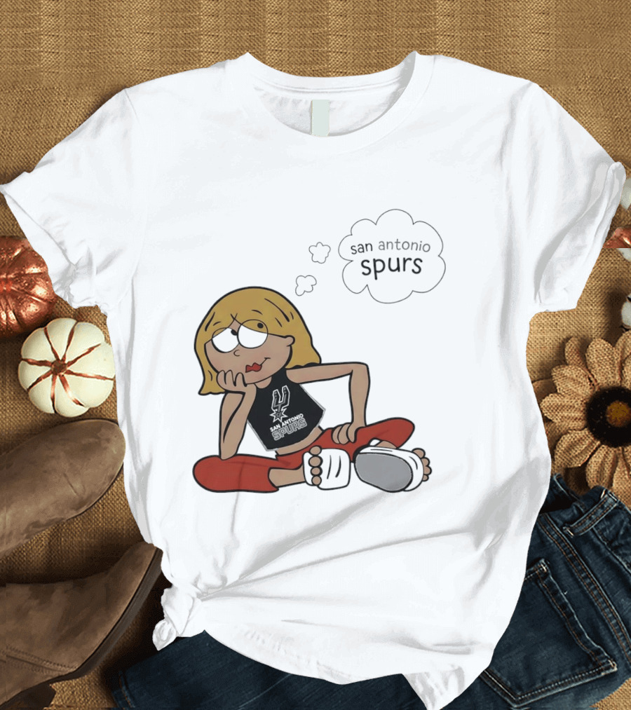 San Antonio Spurs Cartoon Blonde Girl Thought Bubble Daydreaming T-Shirt