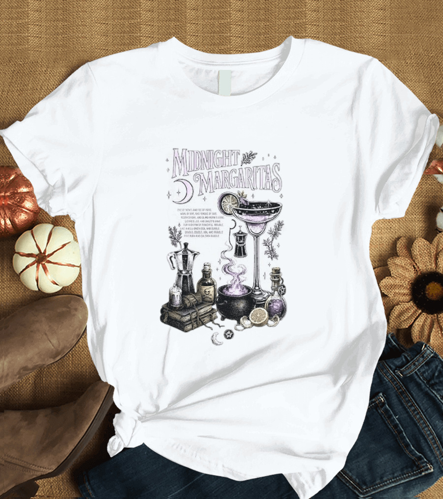 Midnight Margaritas Witchy Cocktail Cauldron Eye Of Newt Toe Of Frog Recipe Potion Essentials T-Shirt