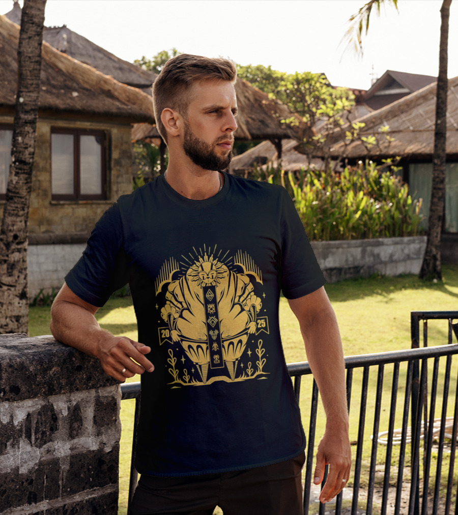 2025 Sun God Symbols Ornate Geometric Motif T-Shirt