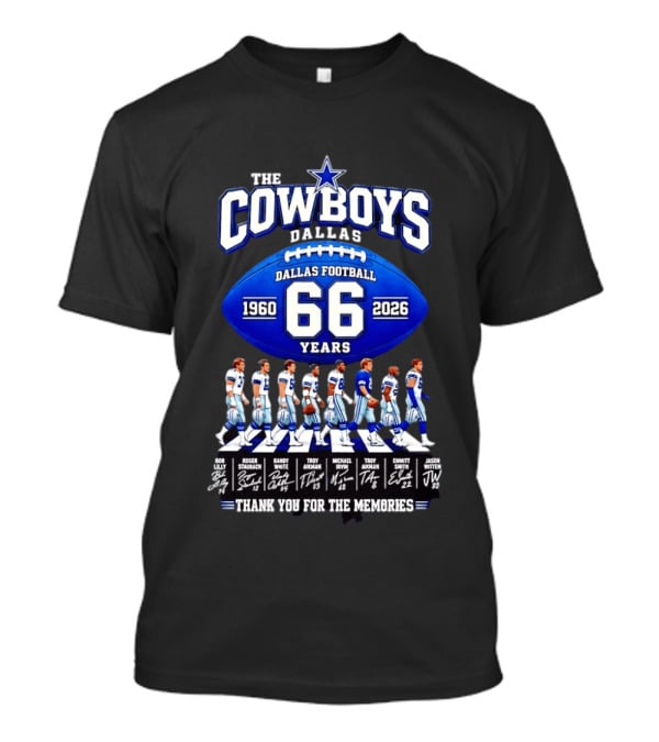 The Cowboys Dallas Football 66 Years 1960 2026 Thank You For The Memories Signatures T-Shirt