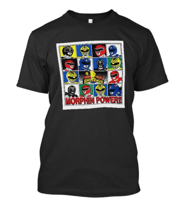 Mighty Morphin Power Rangers Morphin Power Ranger Helmets Visual Grid T-Shirt