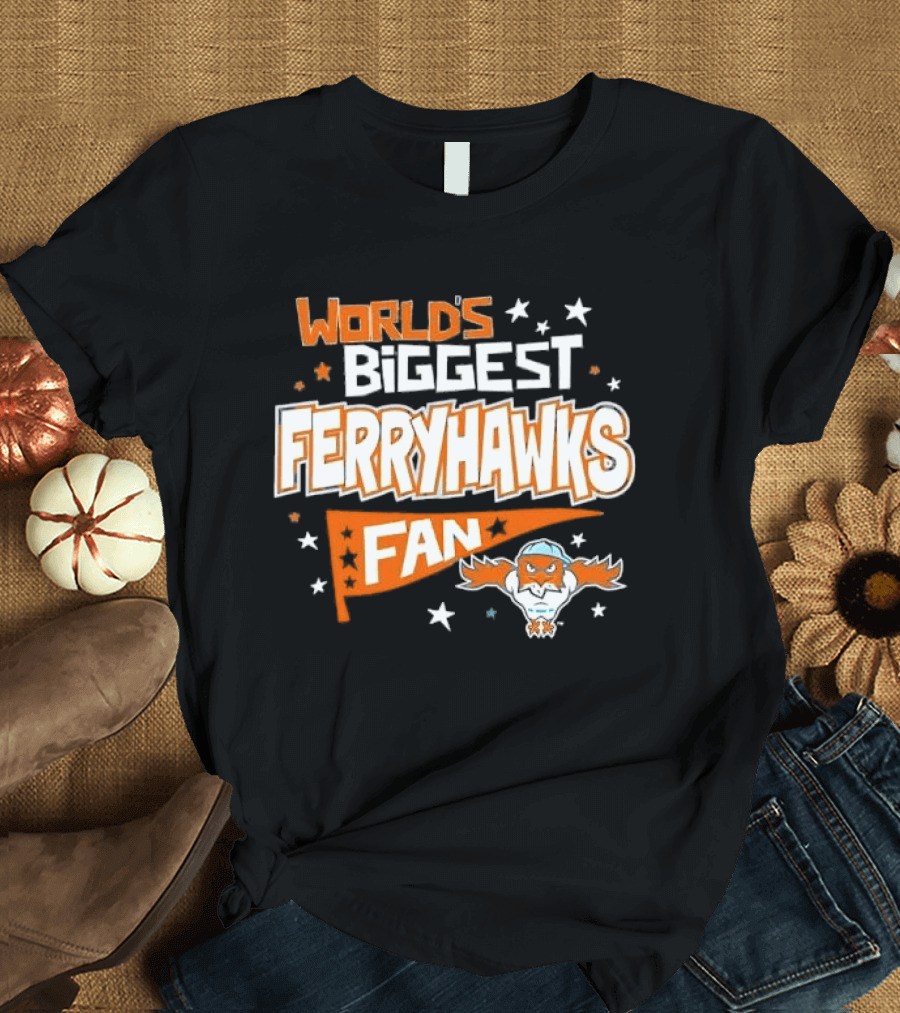 World's Biggest Staten Island Ferryhawks Fan Cartoon Pennant With Stars T-Shirt
