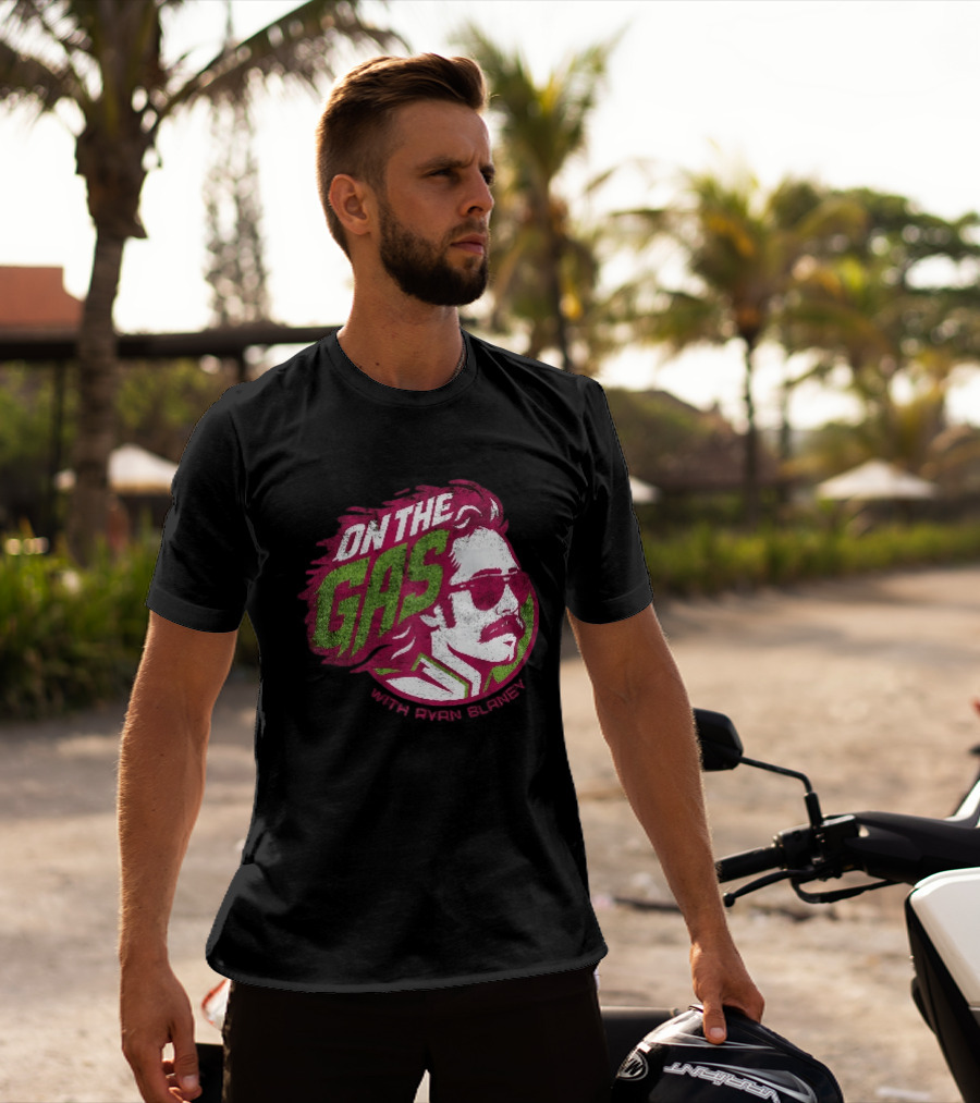 On The Gas With Ryan Blaney Racing Style Retro Hair Sunglasses T-Shirt