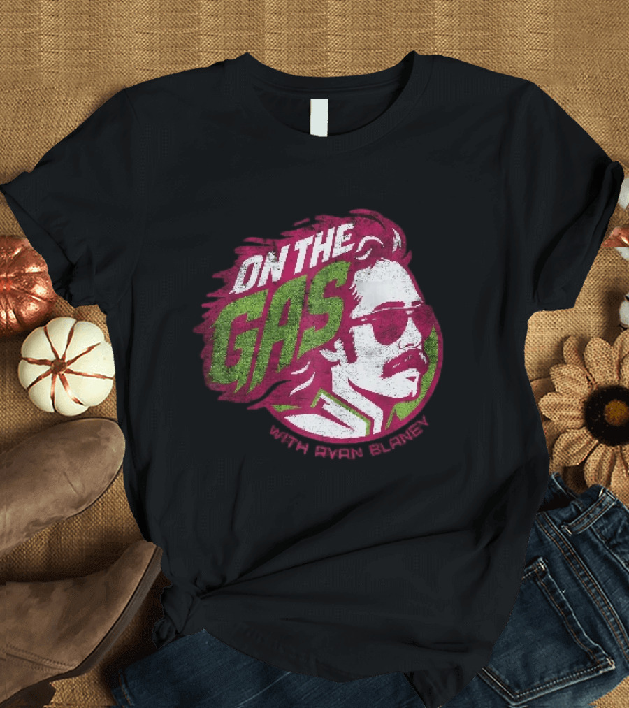 On The Gas With Ryan Blaney Racing Style Retro Hair Sunglasses T-Shirt