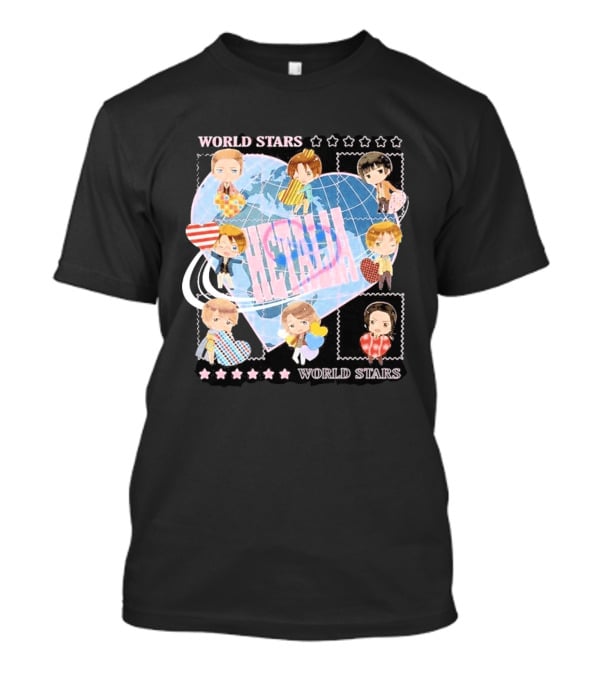 Hot Topic Hetalia Chibi World Stars Characters With Hearts T-Shirt