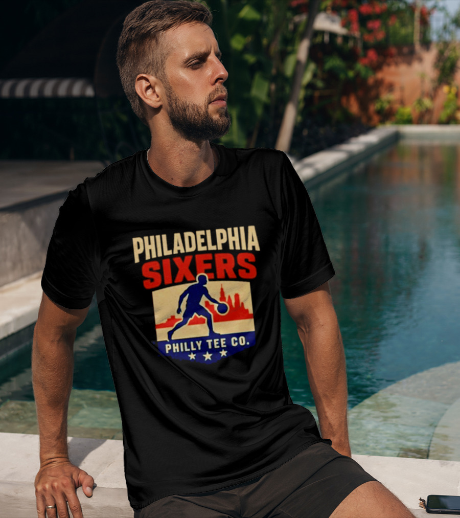 Philadelphia Sixers Dribble Philly Co Retro Skyline T-Shirt