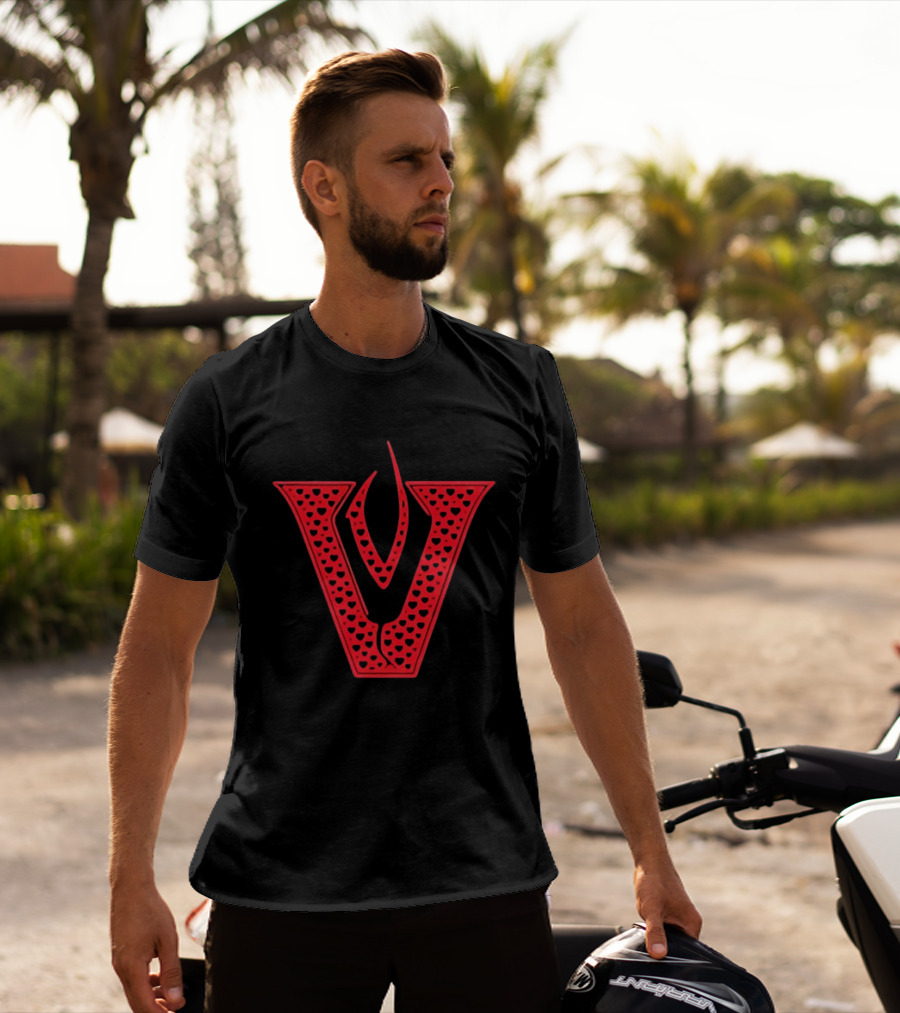 Red V Filled Hearts Flame T-Shirt