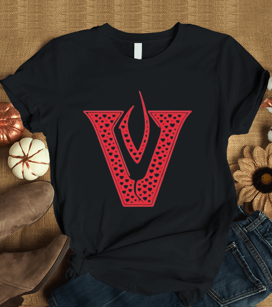 Red V Filled Hearts Flame T-Shirt