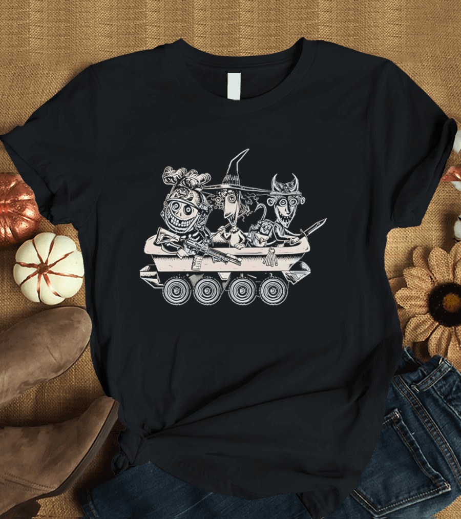 Tactical Nightmare Cartoon Characters Riding Armored Vehicle T-Shirt