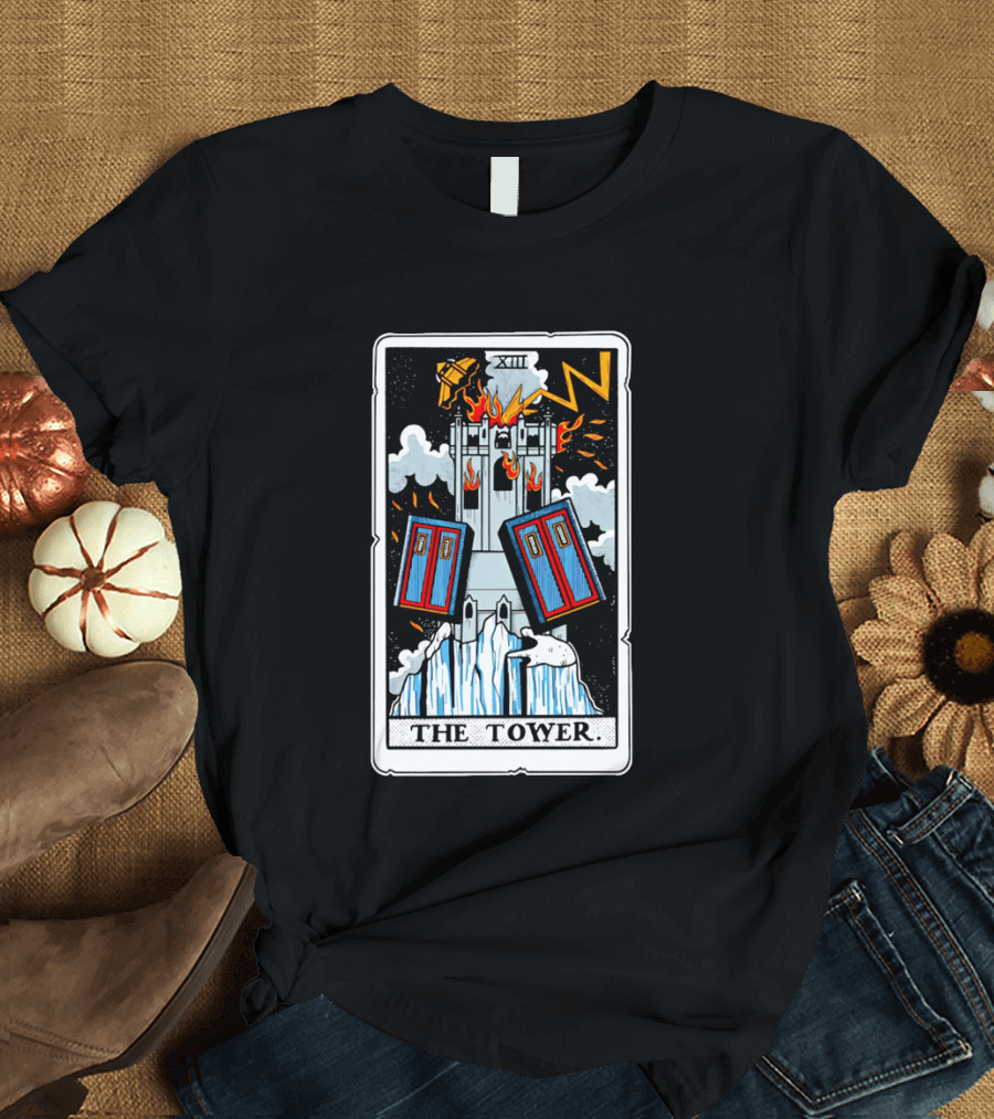 Doctor Who TARDIS Tarot Card Tower XIII T-Shirt