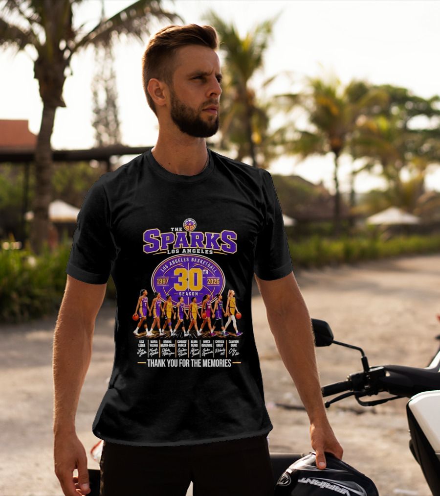 Los Angeles Sparks 30th Season 1997 2026 Basketball Thank You For The Memories Signatures T-Shirt