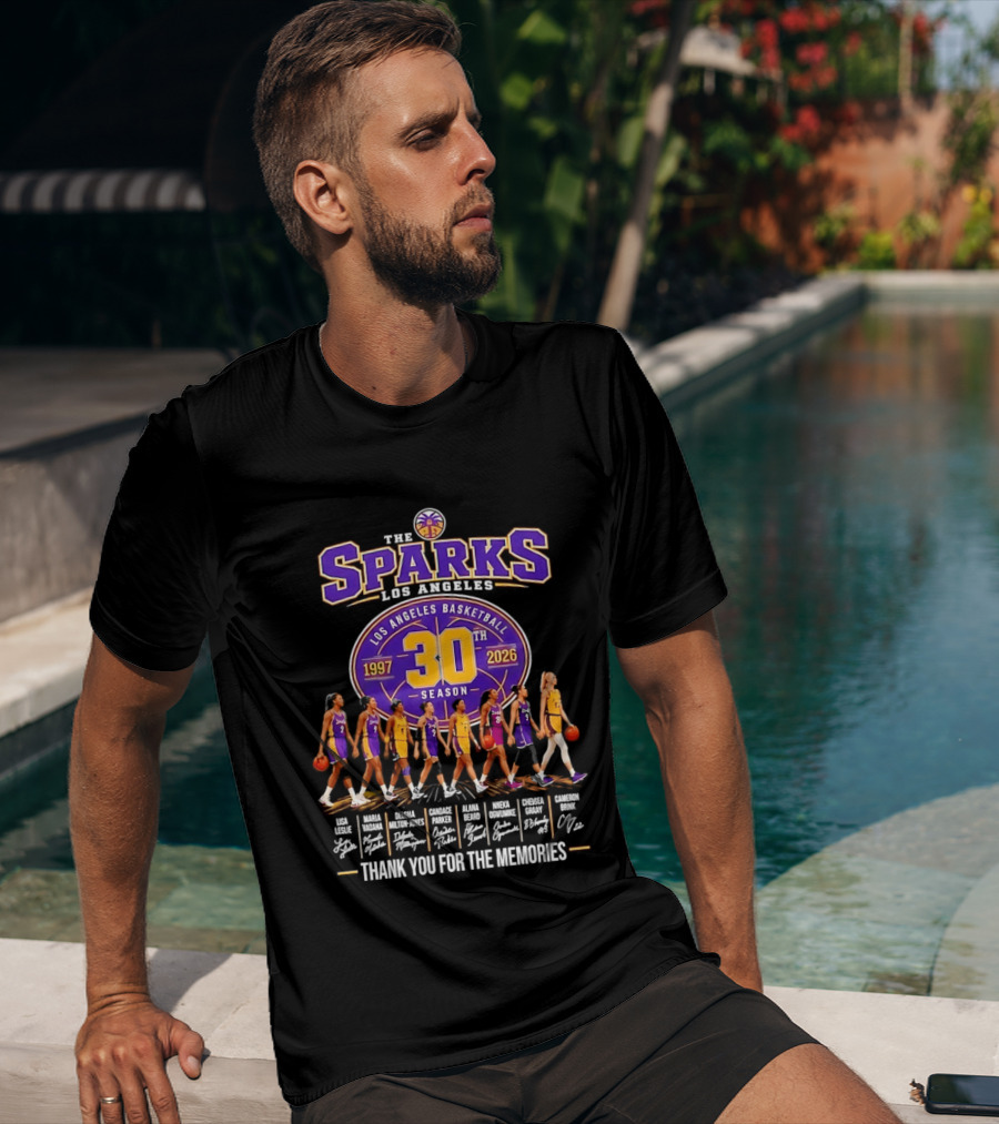Los Angeles Sparks 30th Season 1997 2026 Basketball Thank You For The Memories Signatures T-Shirt