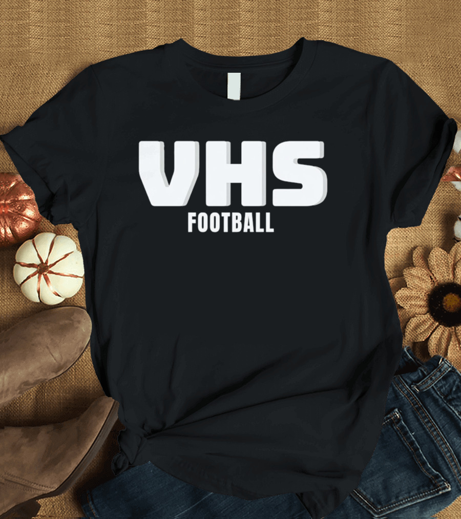 VHS Football Light Grey Textured Block Drop Shadow T-Shirt