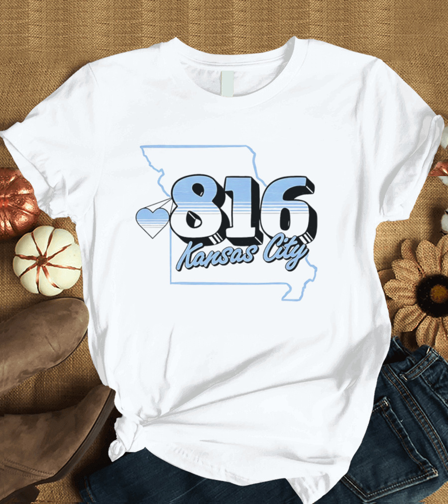 816 Kansas City Heart Map Love T-Shirt