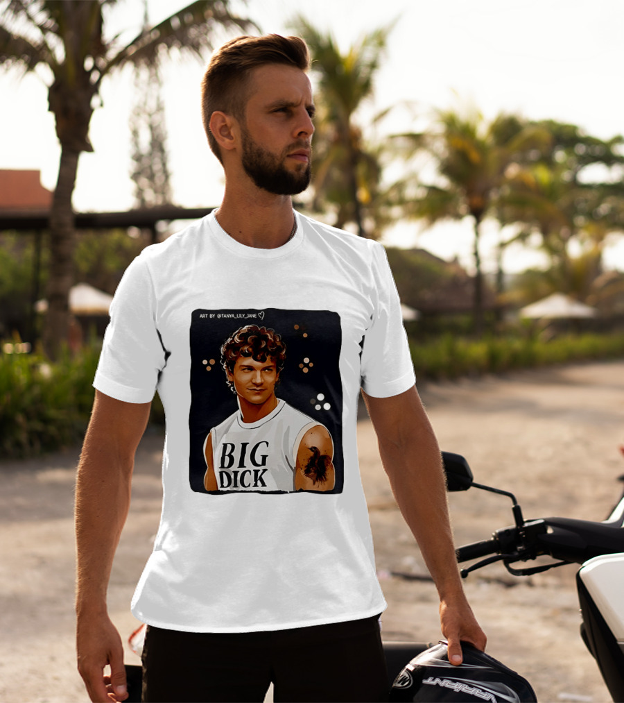 Tanya Lily Jane Big Dick Art Featuring Curly Haired Man T-Shirt