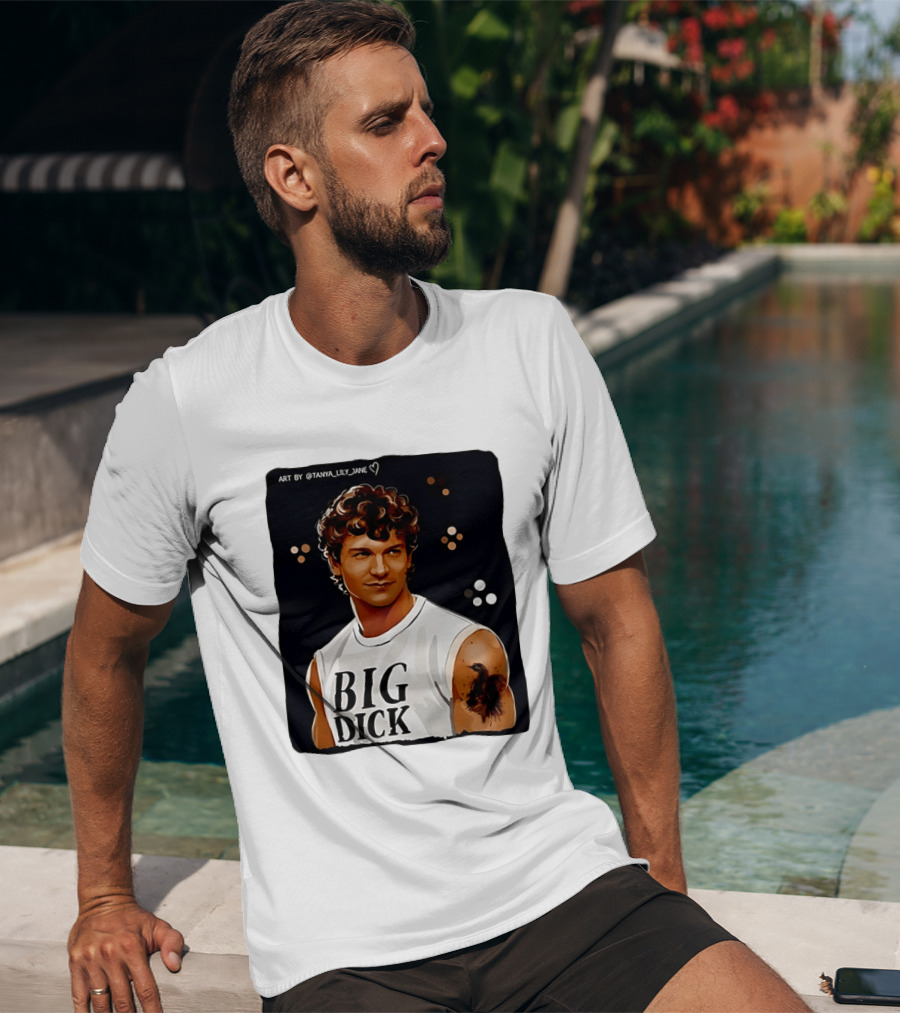 Tanya Lily Jane Big Dick Art Featuring Curly Haired Man T-Shirt
