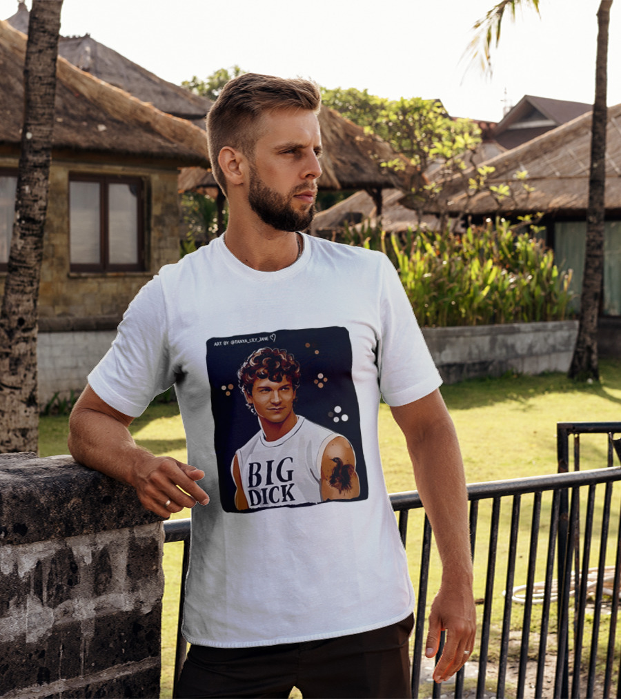 Tanya Lily Jane Big Dick Art Featuring Curly Haired Man T-Shirt
