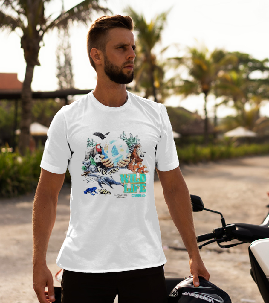 Cookies Wild Life An Official Wildlife Collaboration Hands Holding Globe Earth Animals T-Shirt