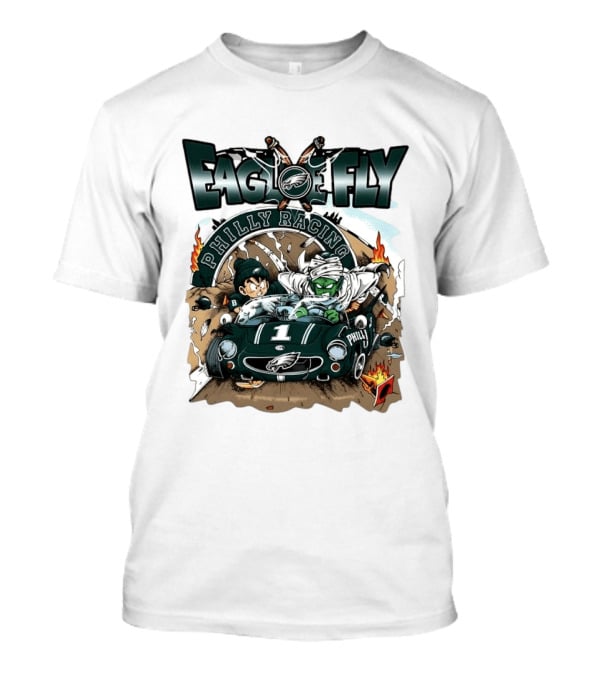 Eagle Fly Philly Racing Philadelphia Eagles Anime Characters Driving Race Car T-Shirt