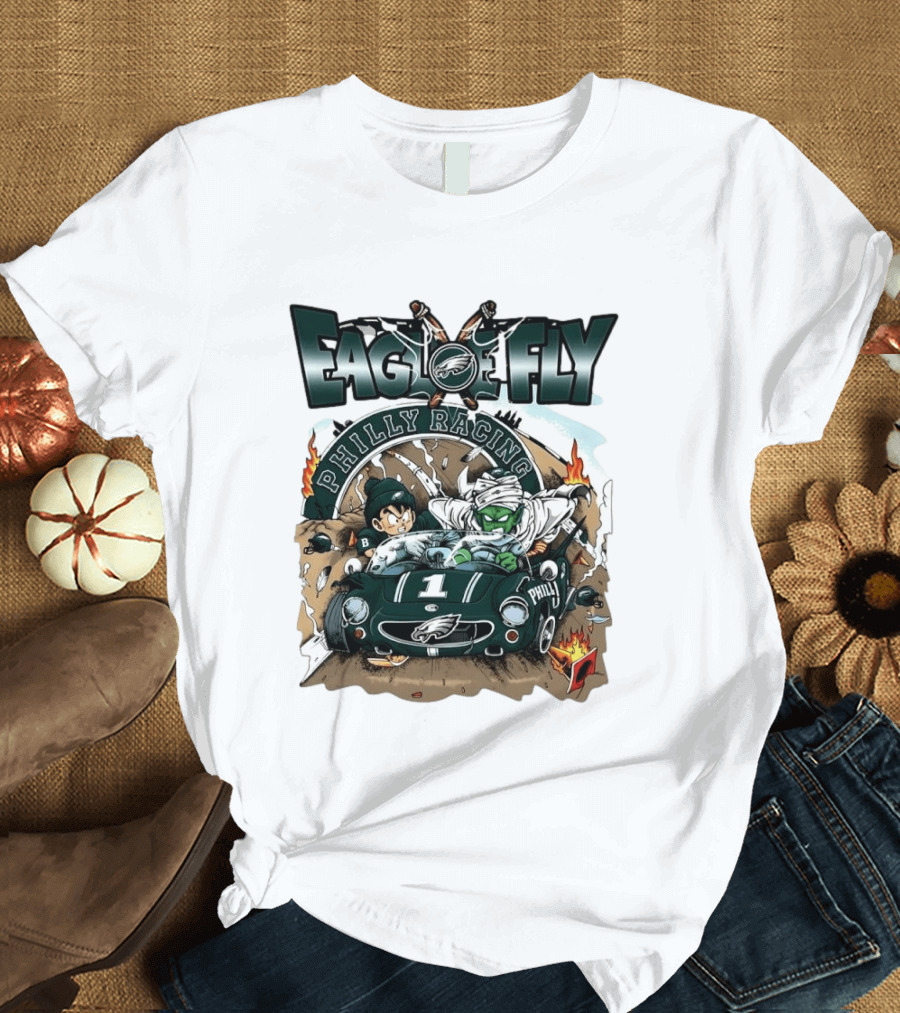 Eagle Fly Philly Racing Philadelphia Eagles Anime Characters Driving Race Car T-Shirt