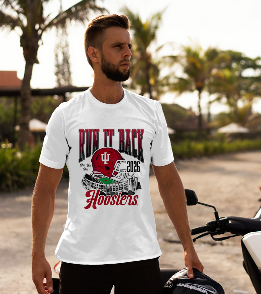 Run It Back Hoo Hoo Hoo 2026 Hoosiers Indiana University Football Stadium Helmet T-Shirt
