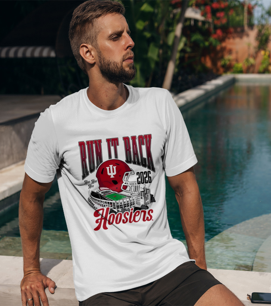 Run It Back Hoo Hoo Hoo 2026 Hoosiers Indiana University Football Stadium Helmet T-Shirt