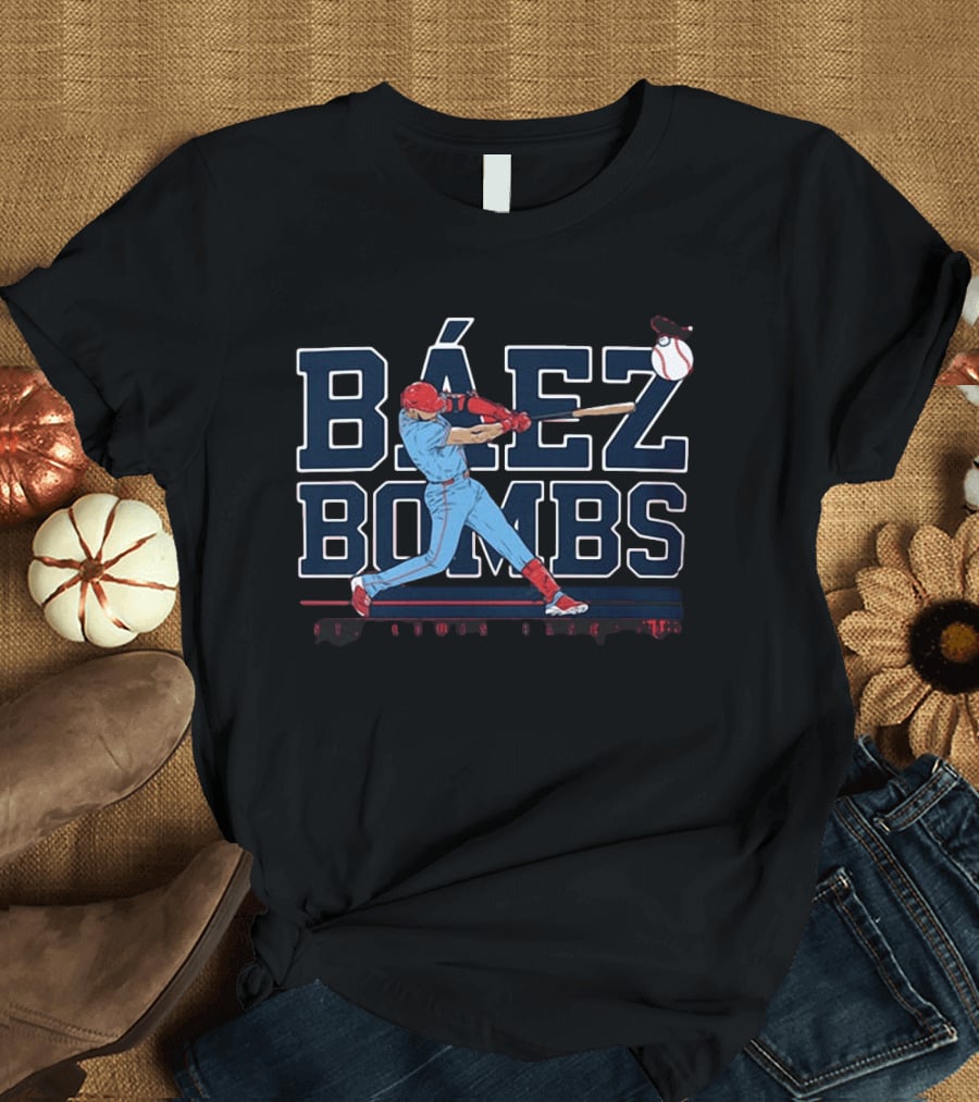 Báez Bombs St. Louis Baseball Player Swinging Bat With Flying Ball T-Shirt