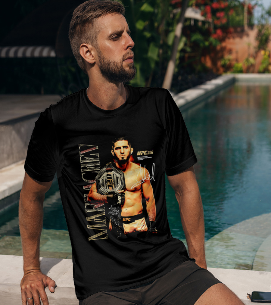 Islam Makhachev UFC Champion Signature Autograph Belt T-Shirt