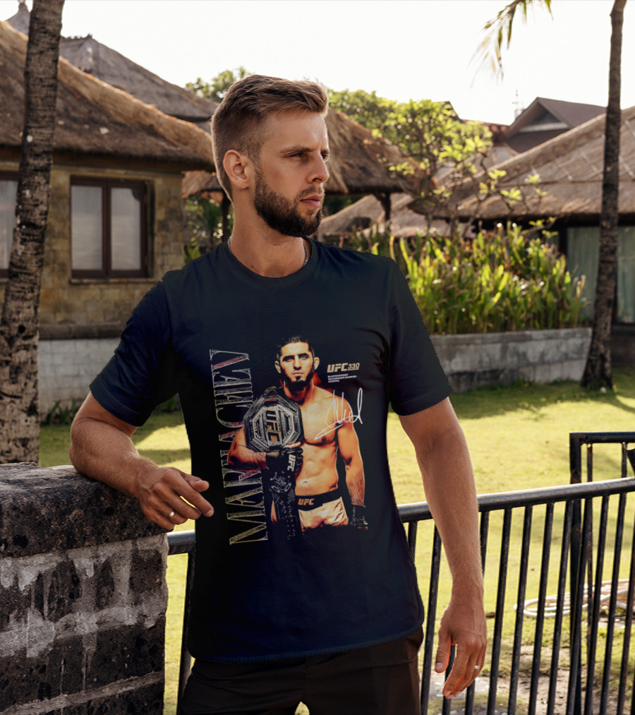 Islam Makhachev UFC Champion Signature Autograph Belt T-Shirt