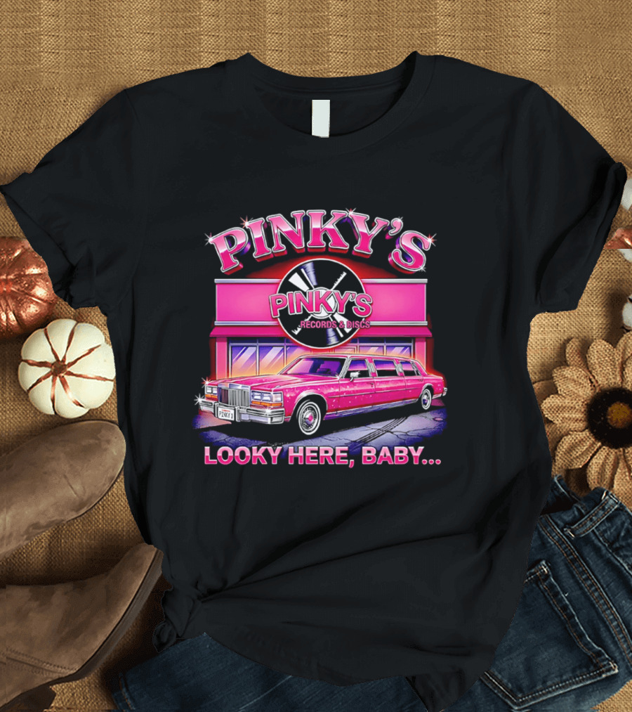 Pinky's Records And Discs Pink Limousine Looky Here Baby T-Shirt