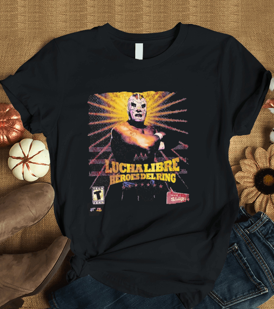 Lucha Libre Héroes Del Ring Masked Wrestler Starburst T-Shirt