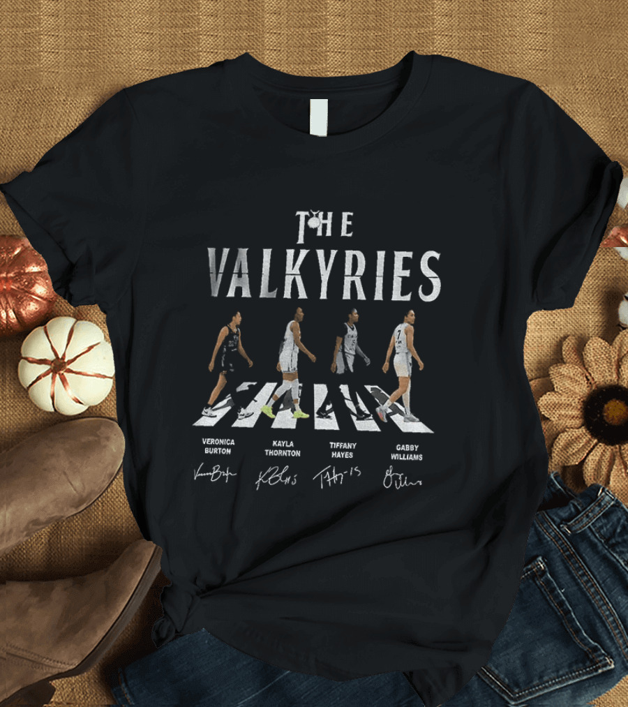 The Valkyries Veronica Burton Kayla Thornton Tiffany Hayes Gabb Williams WNBA Basketball Crossing Road T-Shirt