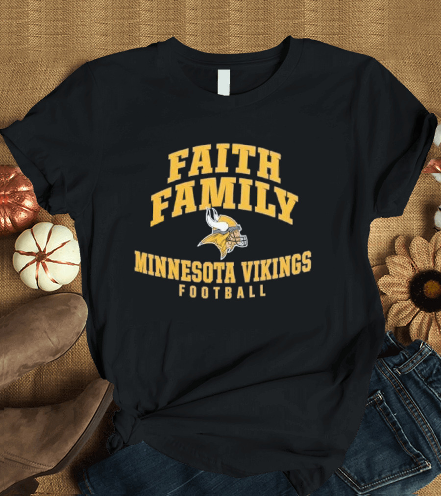 Faith Family Minnesota Vikings Football Helmet Horns T-Shirt