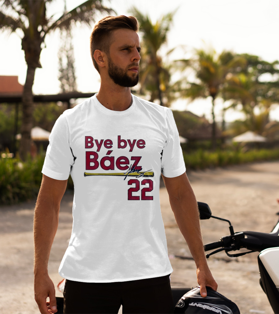 Bye Bye Báez 22 Yellow Gold Baseball Bat Player T-Shirt