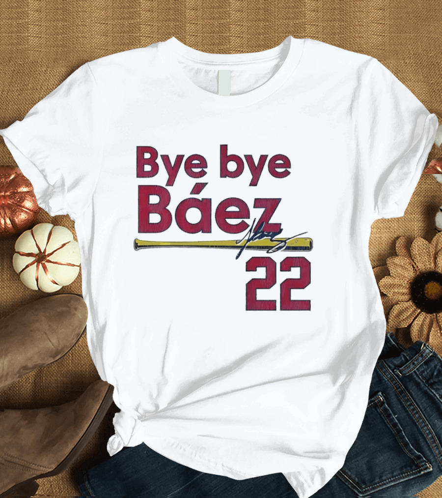 Bye Bye Báez 22 Yellow Gold Baseball Bat Player T-Shirt