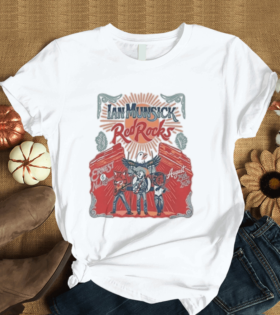 Ian Munsick Red Rocks Morrison CO 08 25 2026 Live Tour Featuring Ernest Neon Dreams T-Shirt