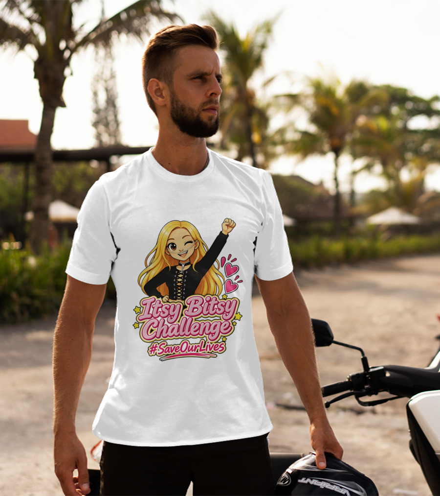 Itsy Bitsy Challenge SaveOurLives With Animated Character And Hearts T-Shirt