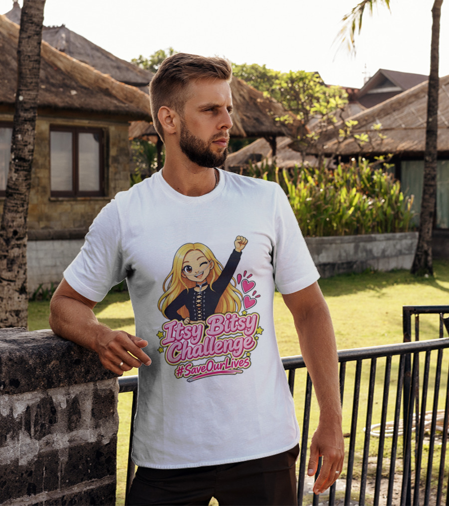 Itsy Bitsy Challenge SaveOurLives With Animated Character And Hearts T-Shirt